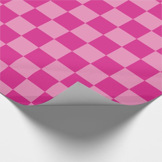 Dubbel Roze Hete Magenta Geruite Patroon Cadeaupapier (Hoek)