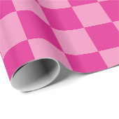 Dubbel Roze Hete Magenta Geruite Patroon Cadeaupapier (Rol Hoek)