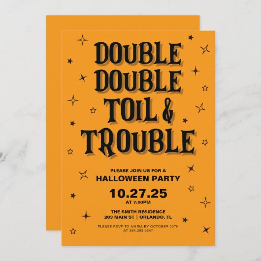 Dubbel werk en moeite Halloween Party Kaart (Voorkant / Achterkant)