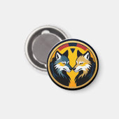 Dubbel Wolf Embleem Logo Met Gouden Cirkel Magneet (Voorkant / Achterkant)