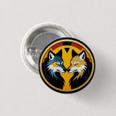 Dubbel Wolf Embleem Logo Met Gouden Cirkel Ronde Button 3,2 Cm (Voorkant /achterkant)