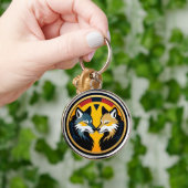 Dubbel Wolf Embleem Logo Met Gouden Cirkel Sleutelhanger (Hand)