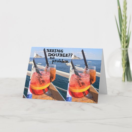 "DUBBEL" ZIEN??? LEUKE VOLWASSEN VERJAARDAG WENSEN KAART (Voorkant)