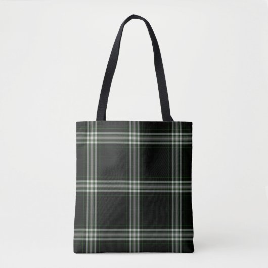 Dubbel zwart-wit, groen met tartan tote bag (Voorkant)