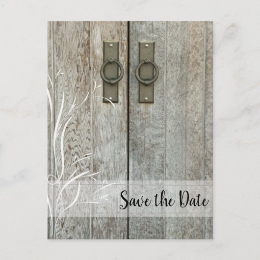 Dubbelbarndeuren Landbruiloft sparen Datum Aankondigingskaart (Voorkant)