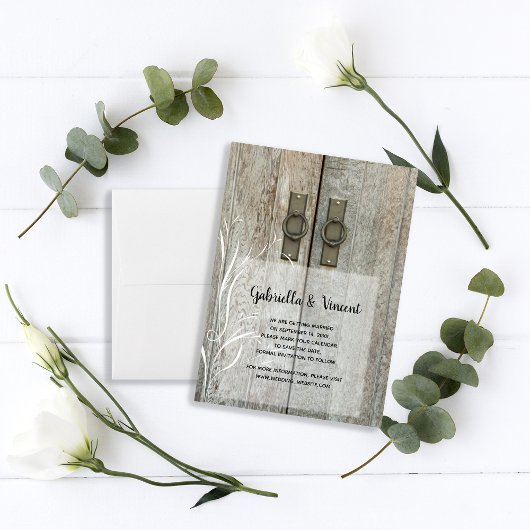 Dubbelbarndeuren Landbruiloft sparen Datum Kaart