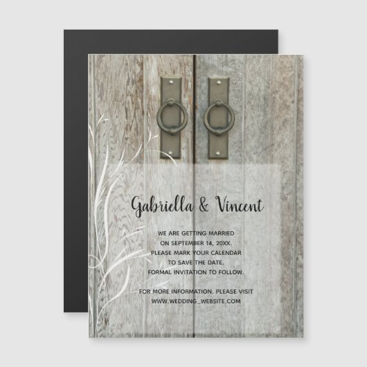 Dubbelbarndeuren Landbruiloft sparen Datum Magnetische Uitnodiging (Voorkant / Achterkant)