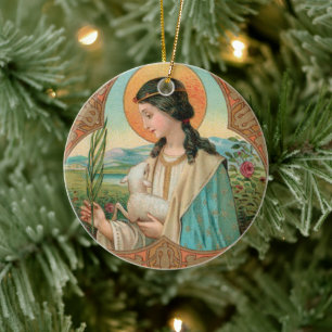 Dubbelbeeld St. Agnes van Rome (BK 006) Keramisch Ornament