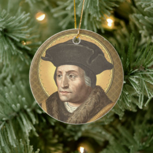 Dubbelbeeld St. Thomas More (SAU 026) Rond Keramisch Ornament