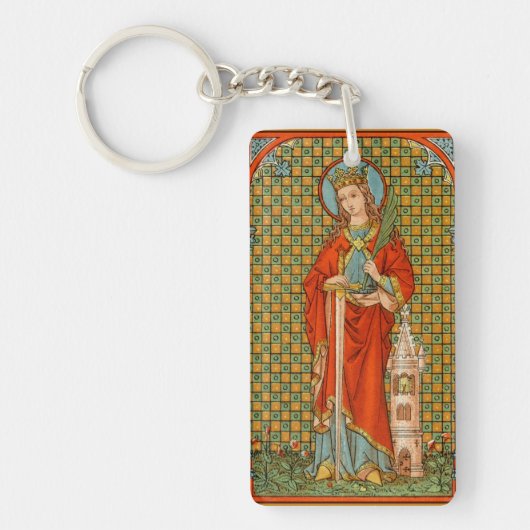 Dubbelbeeld van St. Barbara (JP 01) Sleutelhanger (Voorkant)