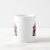Dubbelbelichte Olifant Silhouet Ontwerp – Savanne Koffiemok (Center)