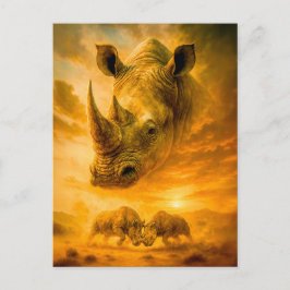 Dubbelbelichte portret van witte neushoorn feestdagenkaart