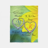 Dubbelblauw en rood hartprogramma met bijbelcitaat fleece deken (Voorkant)