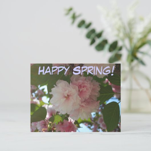 Dubbelbloeiende Cherry Tree I Spring Floral Briefkaart (Staand voorkant)