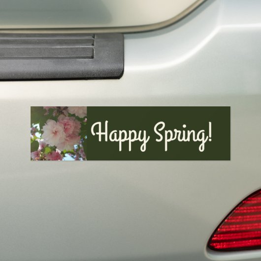 Dubbelbloeiende Cherry Tree I Spring Floral Bumpersticker (Op auto)