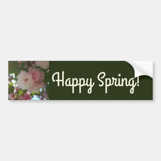Dubbelbloeiende Cherry Tree I Spring Floral Bumpersticker (Voorkant)
