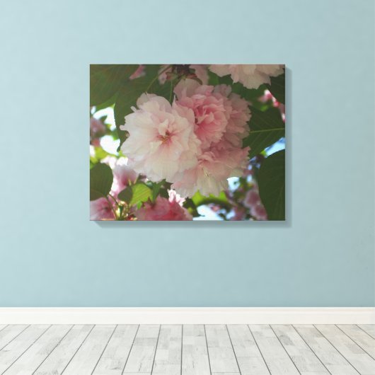 Dubbelbloeiende Cherry Tree I Spring Floral Canvas Afdruk (Insitu (Houten vloer))