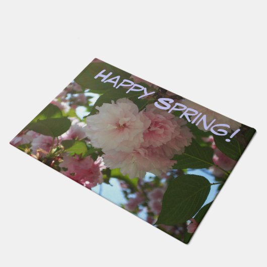 Dubbelbloeiende Cherry Tree I Spring Floral Deurmat (Schuin)