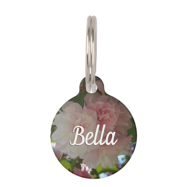 Dubbelbloeiende Cherry Tree I Spring Floral Huisdierpenning (Voorkant)