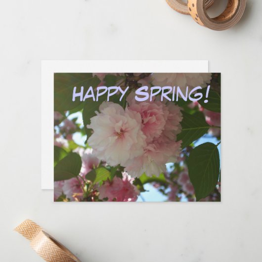 Dubbelbloeiende Cherry Tree I Spring Floral Notitiekaartje (Voorkant / Achterkant in situ)