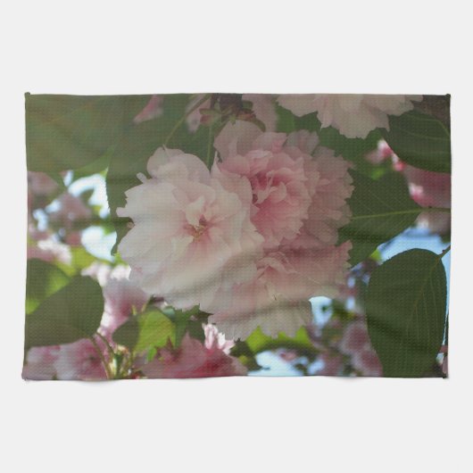 Dubbelbloeiende Cherry Tree I Spring Floral Theedoek (Horizontaal)