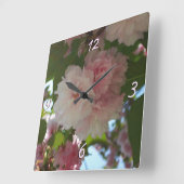 Dubbelbloeiende Cherry Tree I Spring Floral Vierkante Klok (Hoek)