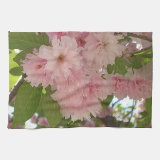 Dubbelbloeiende Cherry Tree II Spring Floral Theedoek (Horizontaal)