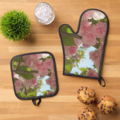 Dubbelbloeiende Cherry Tree III Ovenwant & Pannenlap Set (Top down)