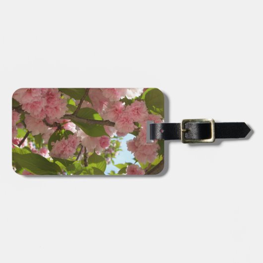 Dubbelbloeiende Cherry Tree III Spring Floral Bagagelabel (Voorkant horizontaal)