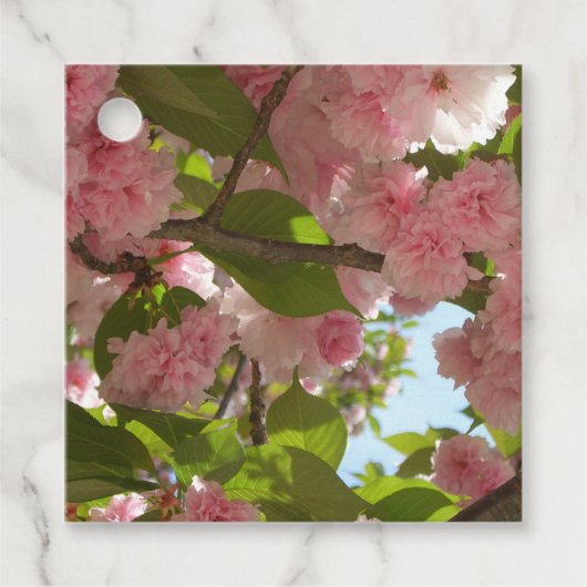 Dubbelbloeiende Cherry Tree III Spring Floral Bedankjes Labels (Voorkant)