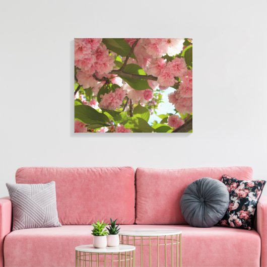 Dubbelbloeiende Cherry Tree III Spring Floral Canvas Afdruk (Insitu (Woonkamer))