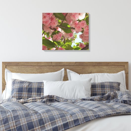 Dubbelbloeiende Cherry Tree III Spring Floral Canvas Afdruk (Insitu (Slaapkamer))