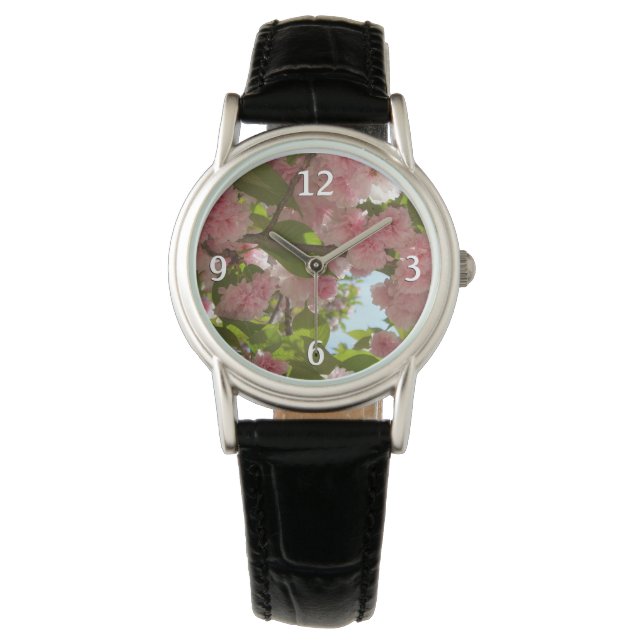 Dubbelbloeiende Cherry Tree III Spring Floral Horloge (Voorkant)