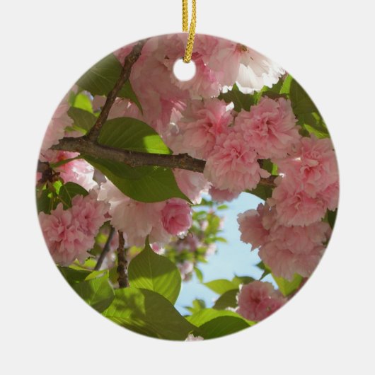 Dubbelbloeiende Cherry Tree III Spring Floral Keramisch Ornament (Voorkant)