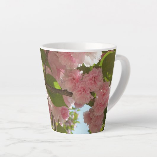 Dubbelbloeiende Cherry Tree III Spring Floral Latte Mok (Rechterhoek)