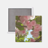 Dubbelbloeiende Cherry Tree III Spring Floral Magneet (Voorkant / Achterkant)