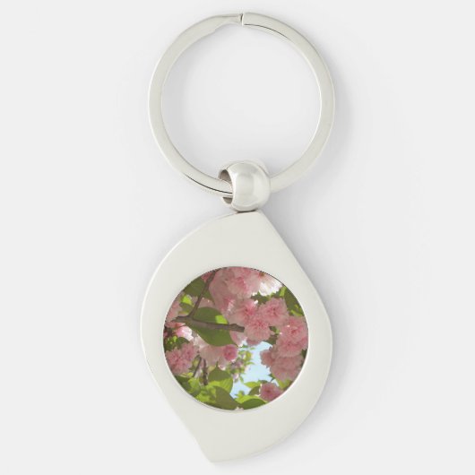 Dubbelbloeiende Cherry Tree III Spring Floral Sleutelhanger (Voorkant)