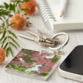 Dubbelbloeiende Cherry Tree III Spring Floral Sleutelhanger (Voorkant Rechts)