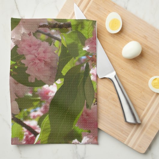 Dubbelbloeiende Cherry Tree III Spring Floral Theedoek (Quarter Fold)