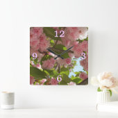 Dubbelbloeiende Cherry Tree III Spring Floral Vierkante Klok (Huis)