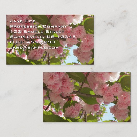 Dubbelbloeiende Cherry Tree III Spring Floral Visitekaartje (Voorkant / Achterkant)