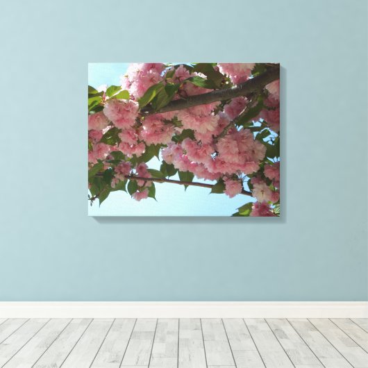 Dubbelbloeiende Cherry Tree IV Spring Canvas Afdruk (Insitu (Houten vloer))