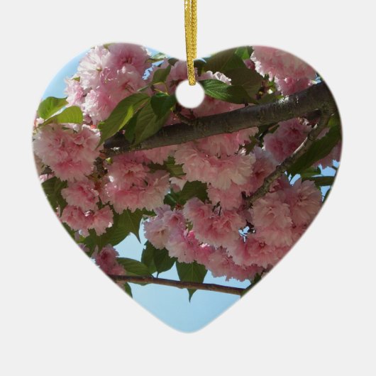 Dubbelbloeiende Cherry Tree IV Spring Keramisch Ornament (Voorkant)