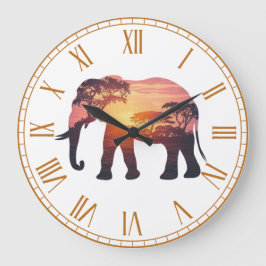 Dubbelblootstelling Olifant Silhouet Ontwerp – Sav Grote Klok