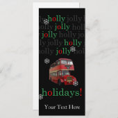 Dubbeldecker bus Holly Jolly Holiday Card Feestdagenkaart (Voorkant / Achterkant)
