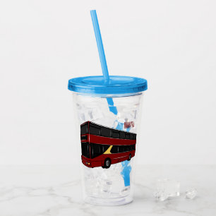 Dubbeldecker cartoon illustratie acryl drinkbeker