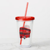 Dubbeldecker cartoon illustratie acryl drinkbeker (Achterkant)