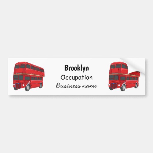 Dubbeldecker cartoon illustratie bumpersticker (Voorkant)
