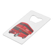 Dubbeldecker cartoon illustratie creditkaart flessenopener (Voorkant Gekanteld)