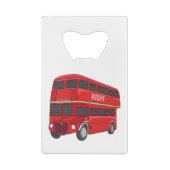 Dubbeldecker cartoon illustratie creditkaart flessenopener (Achterkant)